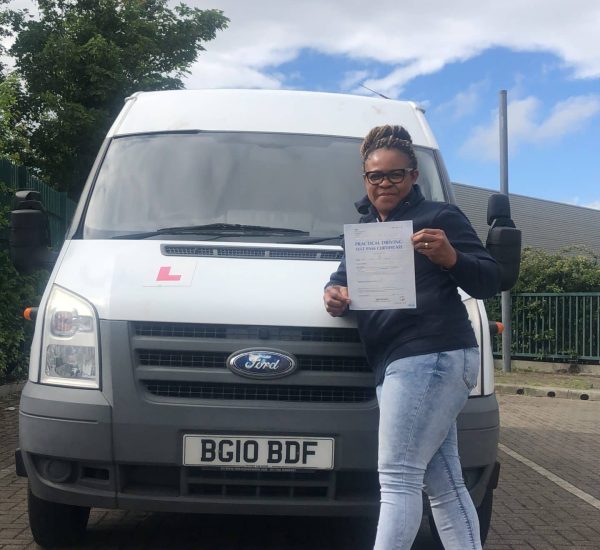 Female Minibus Driver Celebrates passing her C1 Test